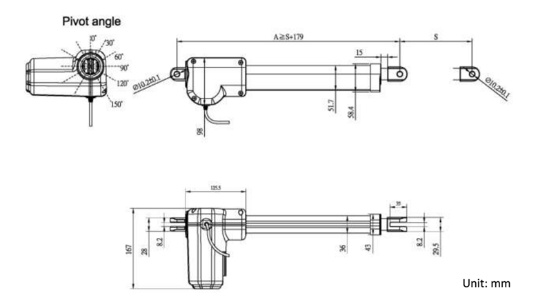 智能沙發(fā)電動(dòng)推桿HW16結(jié)構(gòu)圖
